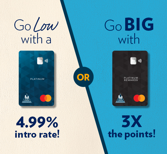 Go Low with a 4.99% intro rate or Go Big with 3X points